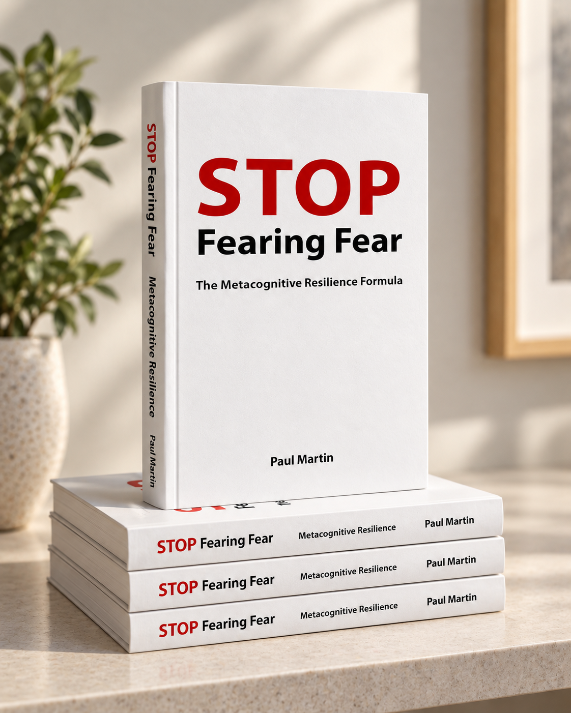 STOP Fearing Fear® book standing on a stack of copies