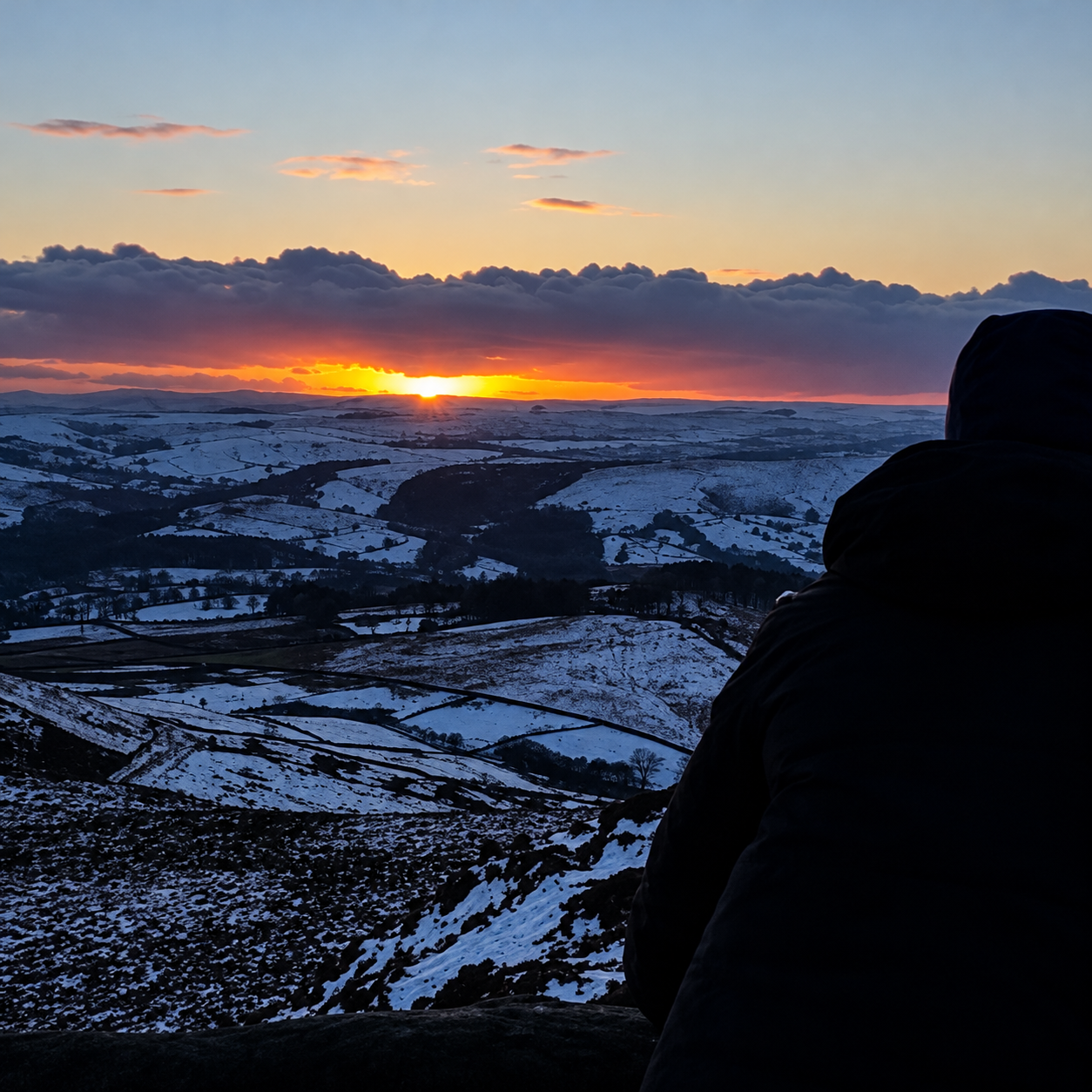 Sunset on Mam Tor after a day of climbing with a young adult supported through crisis intervention