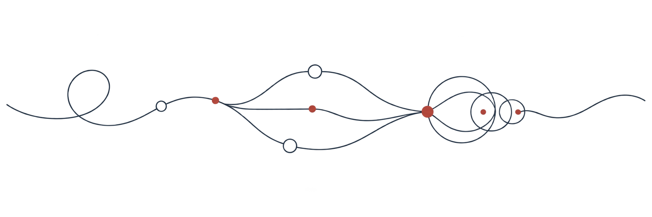 Minimalist navy flow network with red nodes