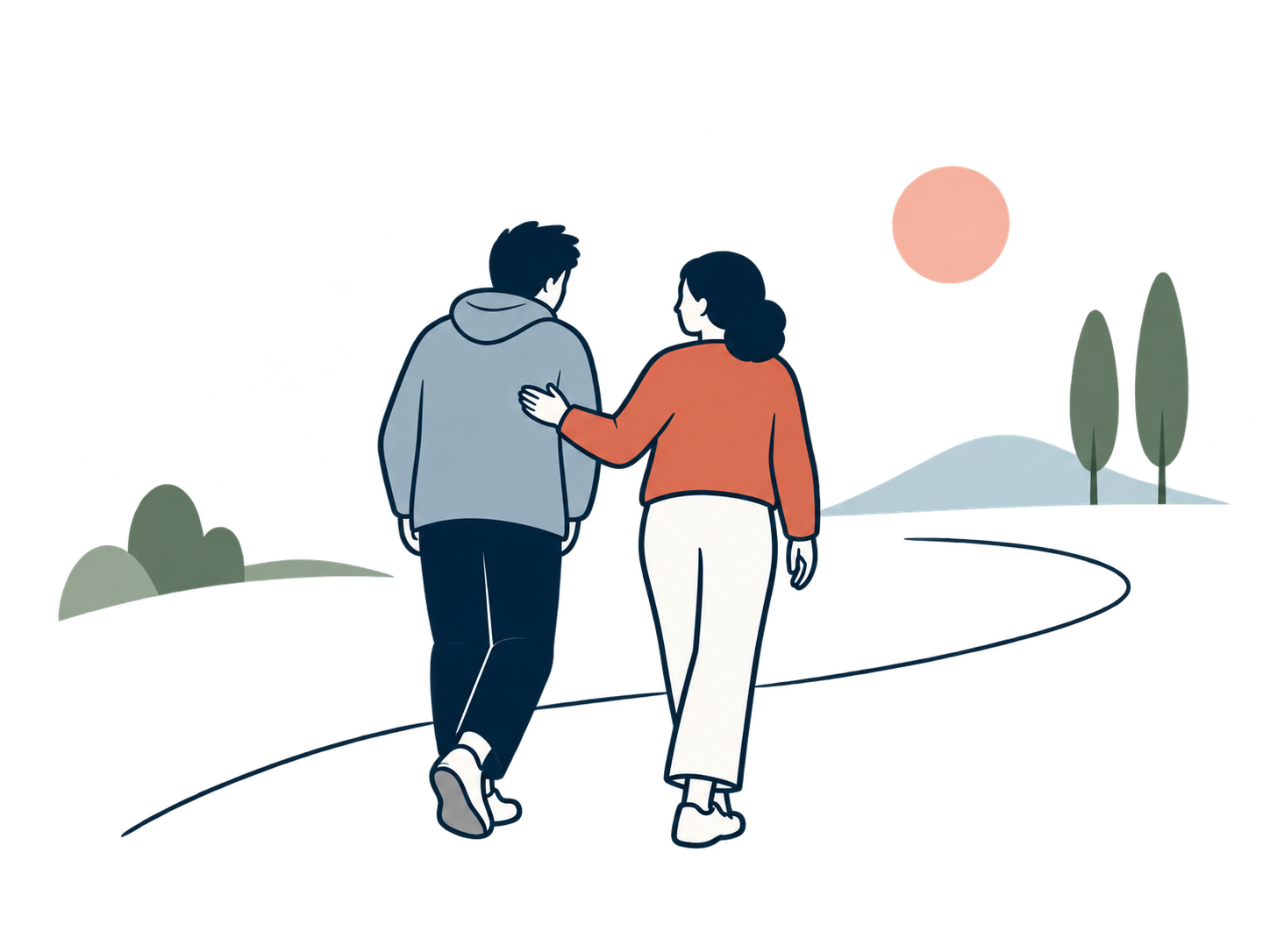 Illustration representing someone supporting a person they care about
